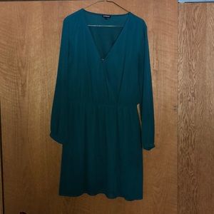 Green v-neck dress!